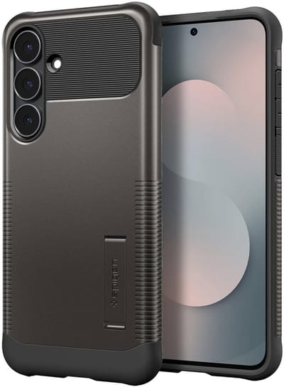 Spigen Slim Armor MagFit Hoesje Geschikt voor Samsung Galaxy S25 FE | Back Cover Compatibel met MagSafe / Qi2 | met Standaard | Air Cushion technologie | Gunmetal