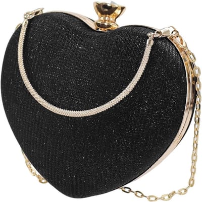 Schoudertas voor Dames, Hartvormige Crossbody Tas, Glanzende Handtas voor Feestjes met Verwijderbare Schouderband