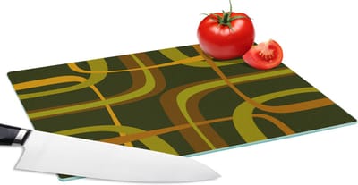 Glazen Snijplank - 28x20 - Jaren 70 - Retro - Groen - Snijplanken Glas