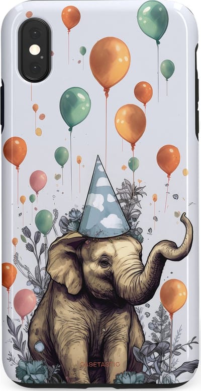 Casetastic Hoesje Geschikt voor Apple iPhone Xs Max - Stijlvolle Beschermende Duo-layer Case - Olifant Verjaardag