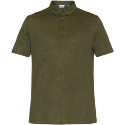 KnowledgeCotton Apparel Poloshirt Linnen Donkergroen - Maat XL - Heren