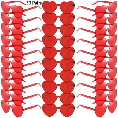 30 Paar Per Set Hartvormige Zonnebrillen Schattige Randloze Effen Kleur Strand Vakantie Shades Vrouwen Mode Ontwerp Rave Zonnebrillen as picture shows