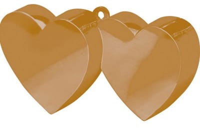6x stuks ballon gewichtjes gouden hartjes - Voor een helium ballon