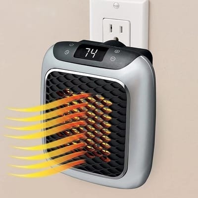 Wandgemonteerde elektrische kachel – Stekkerkachel – Elektrische kachel - stopcontact verwarming – Mini-ventilatorkachel – Met afstandsbediening – 800 W – Zwart