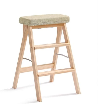 Houten Opstapje - Krukje Bankje - Keuken Hulp - Opvouwbaar Ontwerp - Massief Hout - Groen