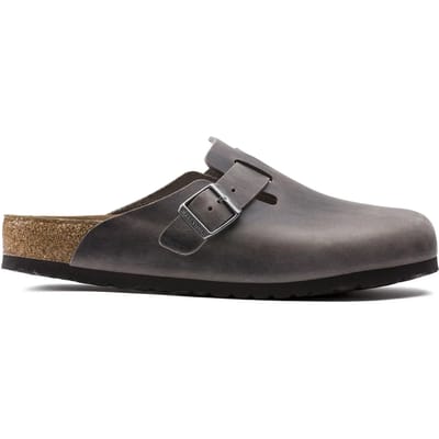 Houten klompen met natuurlijke geoliede leer en een zachte binnenzool Birkenstock Boston