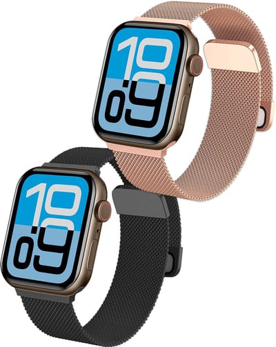 Milanese Horlogeband Geschikt voor Apple Watch 38/40/41 mm Bandje Milanees - Polsbandje Met Magneetsluiting Geschikt voor Apple Watch 38/40/41 mm Bandje Milanees - Zwart & Rose Goud