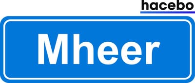 Hacebo - Plaatsnaam Sticker - 29x10 CM - Mheer sticker - Verkeersborden sticker - grappige cadeaus - Mheer