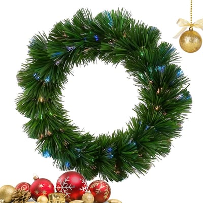 Lomera Kerstkrans met Verlichting - Fiber Optic Verlichting - Multicolor LED - 50 CM Diameter op Batterijen - Kerstdecoratie - Deurkrans - Kerstversiering - Led-verlichting