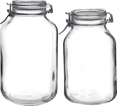 Set van 2x stuks weckpotten/inmaakpotten met beugelsluiting 3 liter - 4 liter - Voorraadpotten