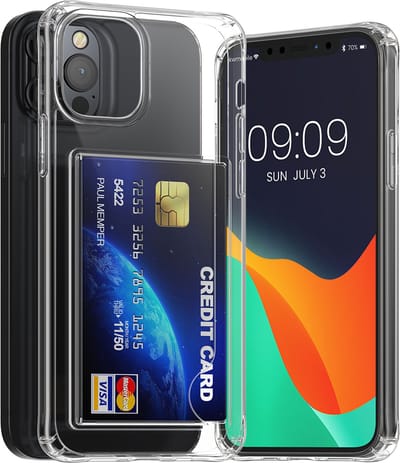 kwmobile telefoonhoesje geschikt voor Apple iPhone 12 / iPhone 12 Pro - hoesje - Case met transparante pasjeshouder - Smartphone cover in transparant