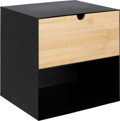 Bendt Hangend Nachtkastje 'Nonny' kleur Zwart / Bamboe