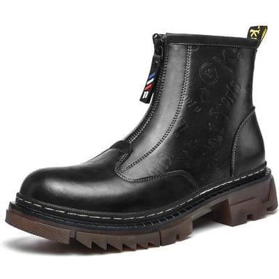 Echt Leer Engelse Stijl Carving Schoenen Heren Heren Laarzen Koreaanse Mode Trendy Enkellaarsjes Enkellaarsjes Enkellaarsjes Leren Schoenen 45 black