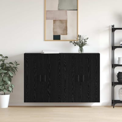 vidaXL - Wandkast - 2 - st - Zwart - Eiken - 69,5 - x - 34 - x - 90 - cm - Bewerkt - hout