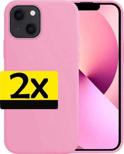 Hoesje - 2 Stuks - Geschikt voor Apple iPhone 13 Mini - Sterk & Shockproof - Case Siliconen - Back Cover - Telefoon Hoes - Telefoonhoesjes - Lichtroze