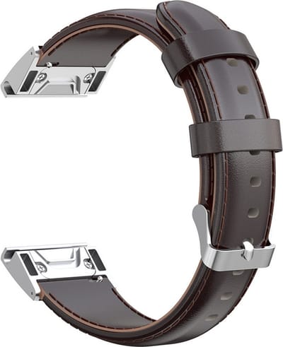 Leren bandje - geschikt voor Garmin Fenix 5 / 5 Plus / 6 / 6 Pro / 7 / 7 Pro / 8 (47 mm) / E (47 mm) / Epix (Pro) (2) 47 mm / Quatix 5 / 6 / 7 / 7 Pro / Approach S60 / S62 / S70 47 mm / MARQ / D2 Delta / D2 Mach 1 / Descent G1 - donkerbruin