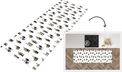 Keukenloper - Loper keuken - Bier - Glas - Patroon - 150x50 cm - Keukenloper vinyl