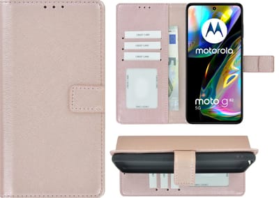 MoDo hoesje Geschikt voor Motorola Moto G82 - Kunstleer Book Case - Rose Goud