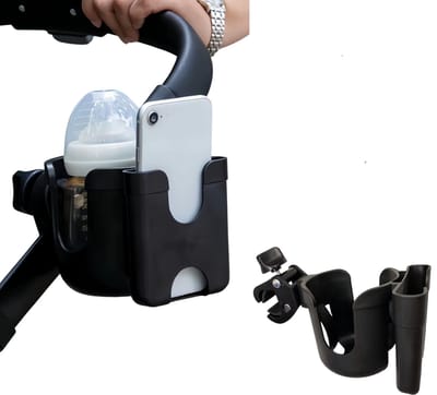 Kinderwagen Bekerhouder & Flessenhouder – Antislip, Universele Kinderwagen Accessoires met Telefoonhouder en Buggy Fleshouder