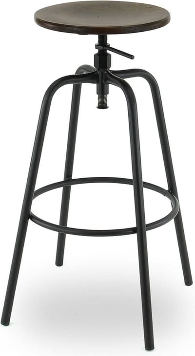 Workliving Barkruk Hoog Rond Vintage Hout - 71-79 CM