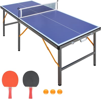 YYchan Opvouwbare Tafeltennistafel - Pingpongtafel met Net en Batjes - Blauw - Voor Binnen en Buiten