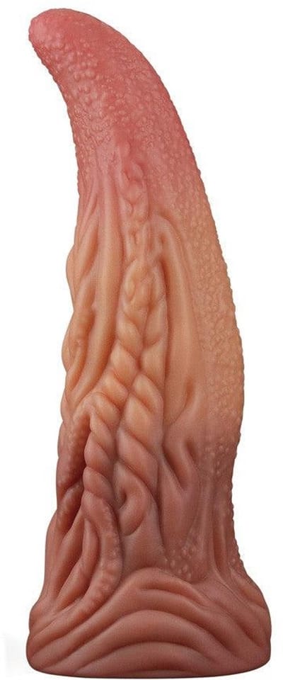 LoveToy - Dildo met Tong 25.4 cm - Nude/Bruin
