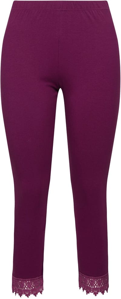 Ulla Popken - Dames - 7/8-leggings zoomkant biologische katoen - Bosbes - Maat 50+