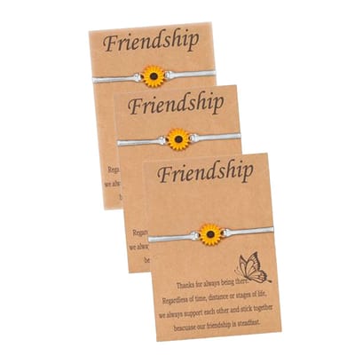 Bixorp Friends Vriendschapsarmbandjes voor 3 met Zonnebloem Wit Bandje - BFF Armband Meisjes - Best Friends Armband Vriendschap Cadeau voor Drie