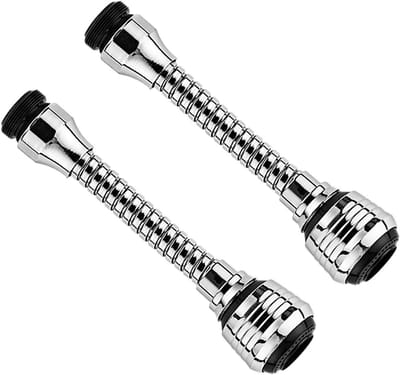 Kraan Verlengstuk - 2 Stuks - Roterende Kraankop - Kraanuitloop - ABS - Kraanstraalregelaar - Flexibel Kraanstuk - met Dual Mode - 360º Aanpasbaar - voor Keuken en Badkamer - 4*2.5*16CM - Zilver