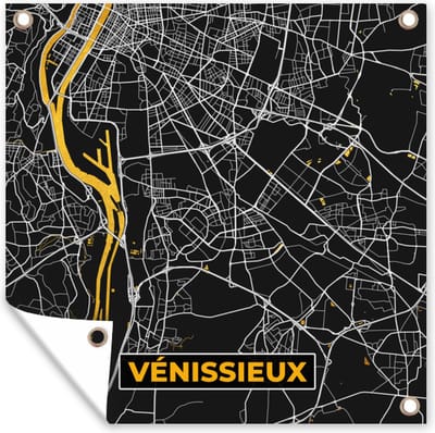 Tuin poster Stadskaart - Plattegrond - Vénissieux - Frankrijk - Kaart - 200x200 cm - Tuindoek