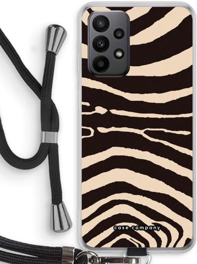 Case Company® - Hoesje met koord geschikt voor Samsung Galaxy A23 hoesje met Koord - Arizona Zebra - Telefoonhoesje met Zwart Koord - Bescherming aan alle Kanten en Over de Schermrand