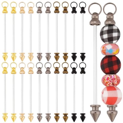 Dailygoods- Sleutelhanger 30 Stuks - Beadable Kralen Bars - Geschikt voor 2,5 mm Kralen - 5 Kleuren - Hanger 79x8,5mm - Perfect voor Knutselen - Kralenketting
