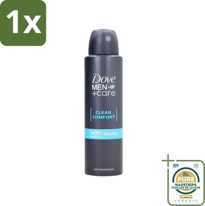 1 x Dove Men+Care - Clean Comfort - Deospray - Anti-Transpirant - 150 ml- Dove Men+Care - Deospray - Frisheid - Transpiratie - Huidbescherming