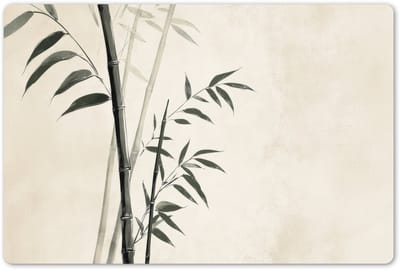 Placemats 45x30 cm - Placemat kunststof - 1 stuk - Japandi - Bamboe - Beige - Borden onderleggers - Decoratie voor op tafel - Keuken tafeldecoratie accessoires - Vinyl onderlegger - Tafelversiering
