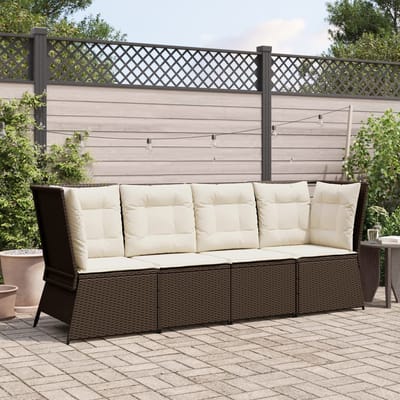 vidaXL - Tuinhoekbank - met - kussens - poly - rattan - bruin