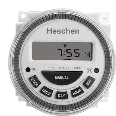 Digitale timer met LCD-display voor weekprogrammering, 200-250V, 16A, 5-polig