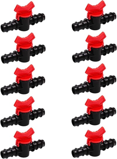 Set van 10 Stuks Plastic Tuin Kraan met Drip Irrigatie Schakelkleppen, Voor Buitenwaterbeheersing en Tuinirrigatie, Ideaal voor Tuinslangen en Pijpen (10.2X5.5cm, 16mm)