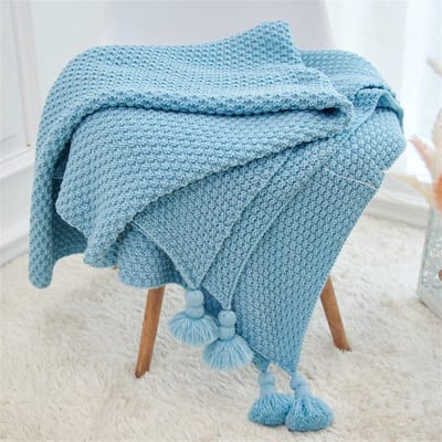Gebreide Deken for Sofa Shawl Macrame Tassel Pompom Gebreide bedsprei-deken Zachte deken (Color : Rose, Size : 130x170cm)