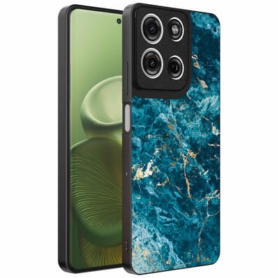 Geschikt voor Motorola Edge 60 Telefoonhoesje met marmer opdruk - TPU backcover case blue marble design - Blauw - Smartphonica geschikt voor Motorola Edge 60