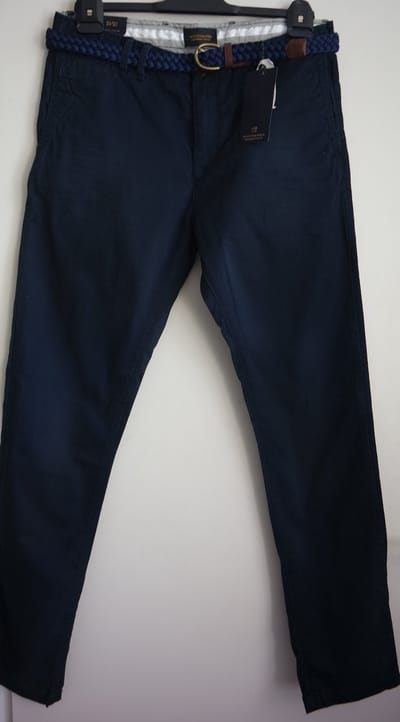 Scotch&Soda Warren Broek Met Riem - Donker Blauw - Maat 31-32