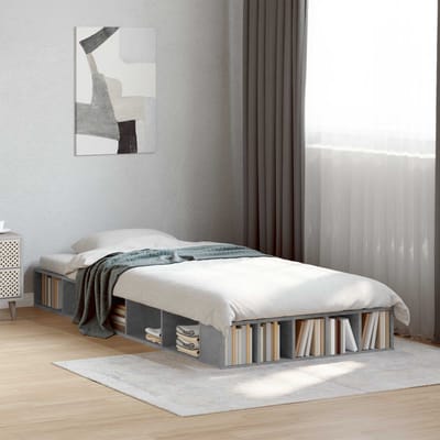 vidaXL - Bedombouw - met - opslag - Betongrijs - 80 - x - 200 - cm - Bewerkt - hout