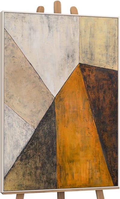 YS Schilderij "Ontmoeting van de niveaus" - Handgeschilderd canvas schilderij - Wanddecoratie Moderne kunst - Beige - Blauw - Muurdecoratie woonkamer - Slaapkamer decoratie - Kamer accessoires - Abstract schilderij met blauw Beige 120x80