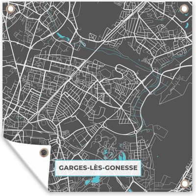 Tuin poster Garges-lès-Connesse - Frankrijk - Plattegrond - Kaart - Stadskaart - 200x200 cm - Tuindoek