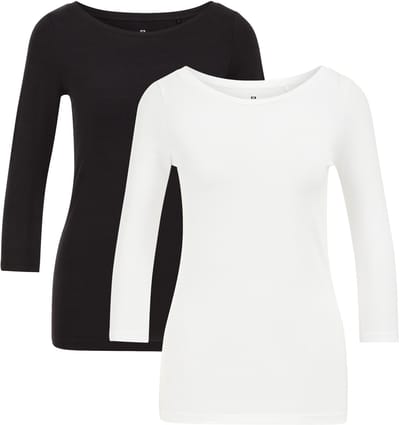WE Fashion Dames T-shirt met driekwart mouwen, 2-pack