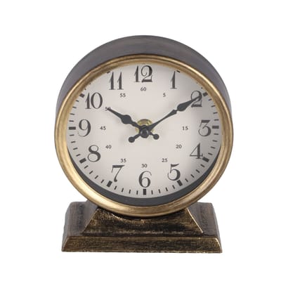 Klok rond Caroline S metaal 13x6,5x15cm