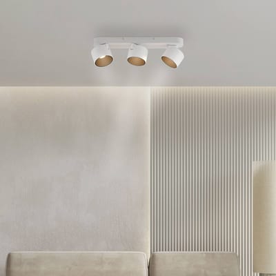 PURE LED plafondspot Cup, wit, lengte 56 cm, metaal, 3-lamps.