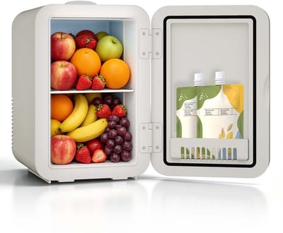 Puluomis - Mini koelkast 8L - Skincare & make-up fridge - 12V & 220V - Koel & warm - Auto koelkast - Compact - Beige