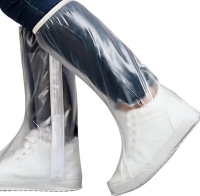 Hoge unisex PU overschoenen herbruikbaar – waterdichte regen laarsovertrekken – antislip – Wit – Maat S – sterk en duurzaam – houden schoenen droog – ideaal tegen sneeuw, regen en vuil – geschikt voor gebruik, werk en reizen – wandelen en fietsen