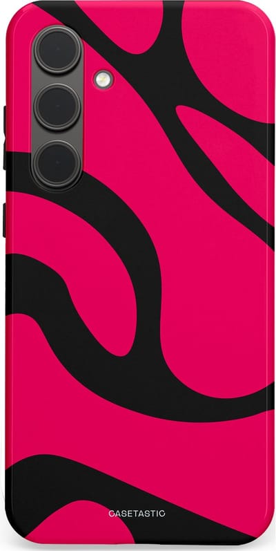 Casetastic hoesje geschikt voor Samsung Galaxy S24 Plus - Dubbellaagse bescherming - Zwart Roze Mamba Golven - Fashion Case - Roze Zwart