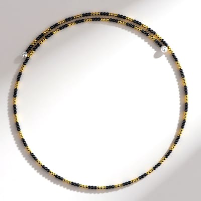 Cavill - Stalen Halsketting 31,5 cm - Gouden Hematiet 13,928 ct - Zwarte Hematiet 9,698 ct - Witte Zoetwaterparels - Modern Chique Halsband